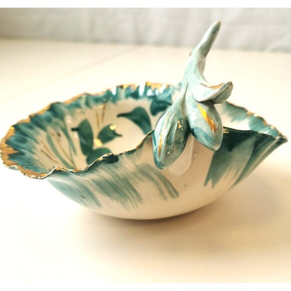 Italian Aqua and Gold Vintage Display Dish - Picture 2 of 8